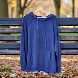 Chic Soul Fireside Cozy Indigo Blue Hoodie 2X